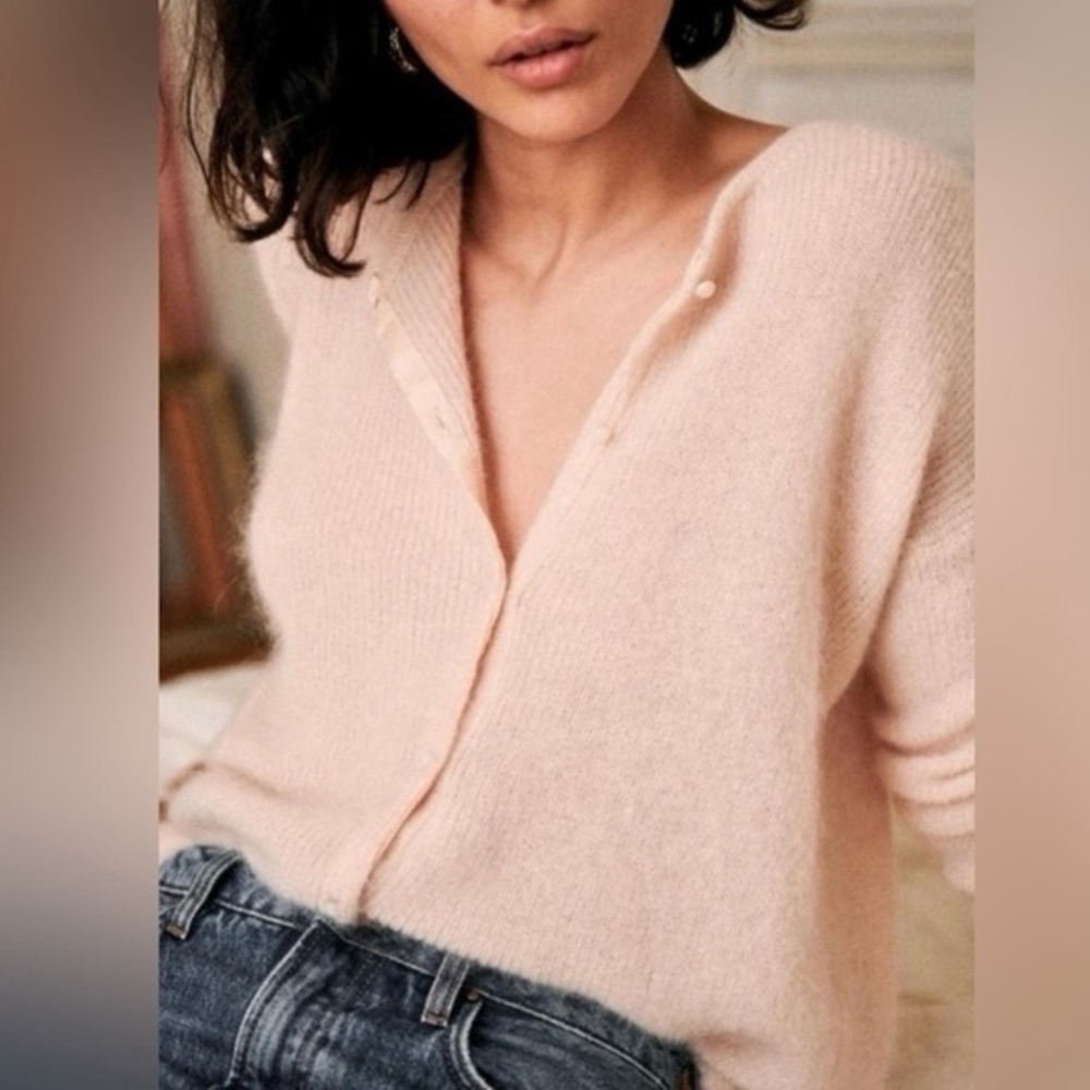 Sezane Gaspard Blush Cardigan Sweater